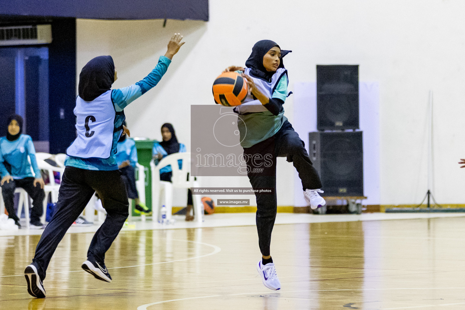 Day 9 of 24th Interschool Netball Tournament 2023 was held in Social Center, Male', Maldives on 4th November 2023. Photos: Hassan Simah / images.mv