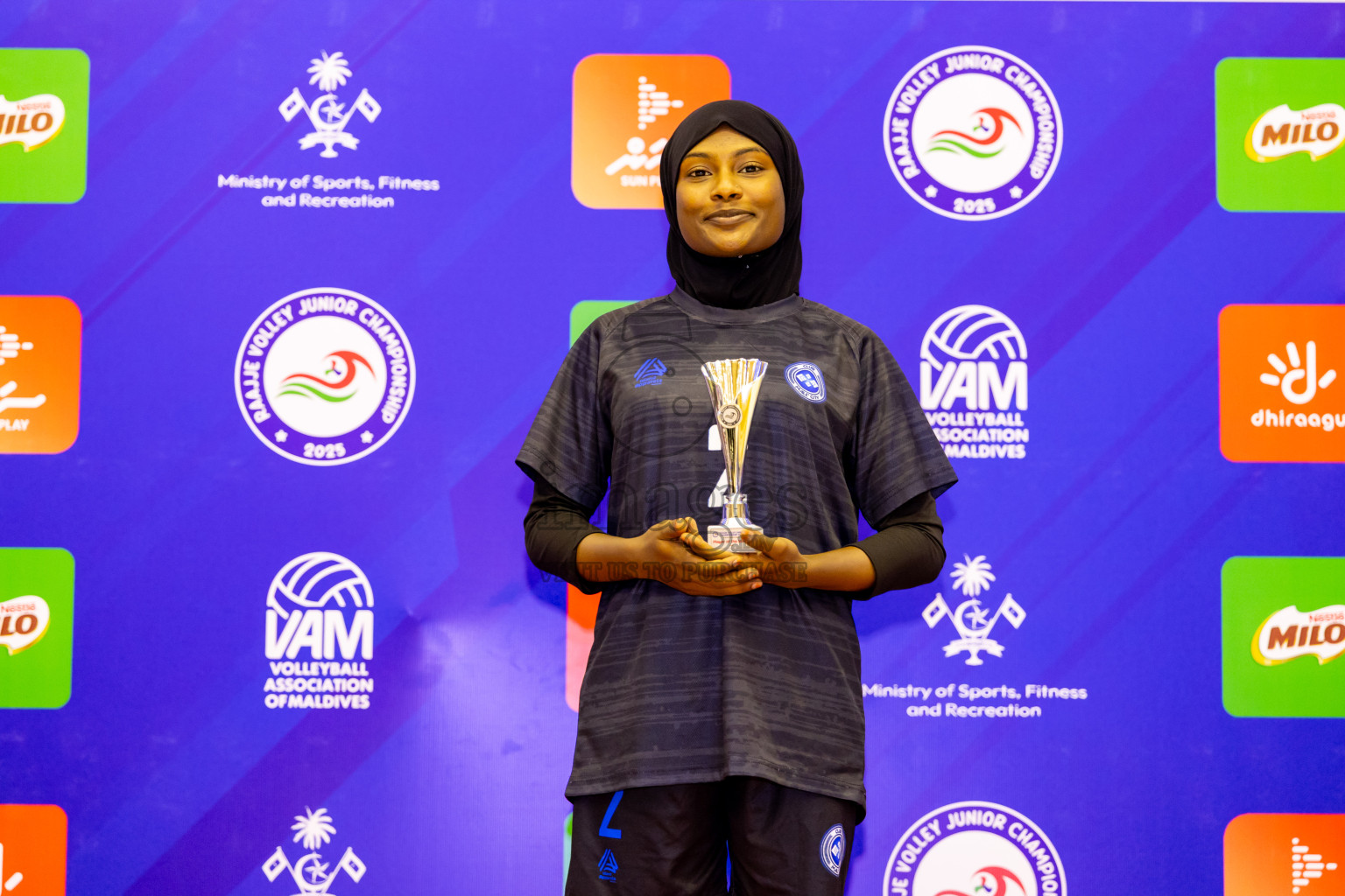 Male' City Team 1 vs Male' City Team 3 in the Finals of MILO Raajje Volley Junior Championship 2025 (U19 Girls) was held in Social Center Indoor Hall, Maldives on Sunday, 28th September 2025. Photos: Nausham Waheed / images.mv