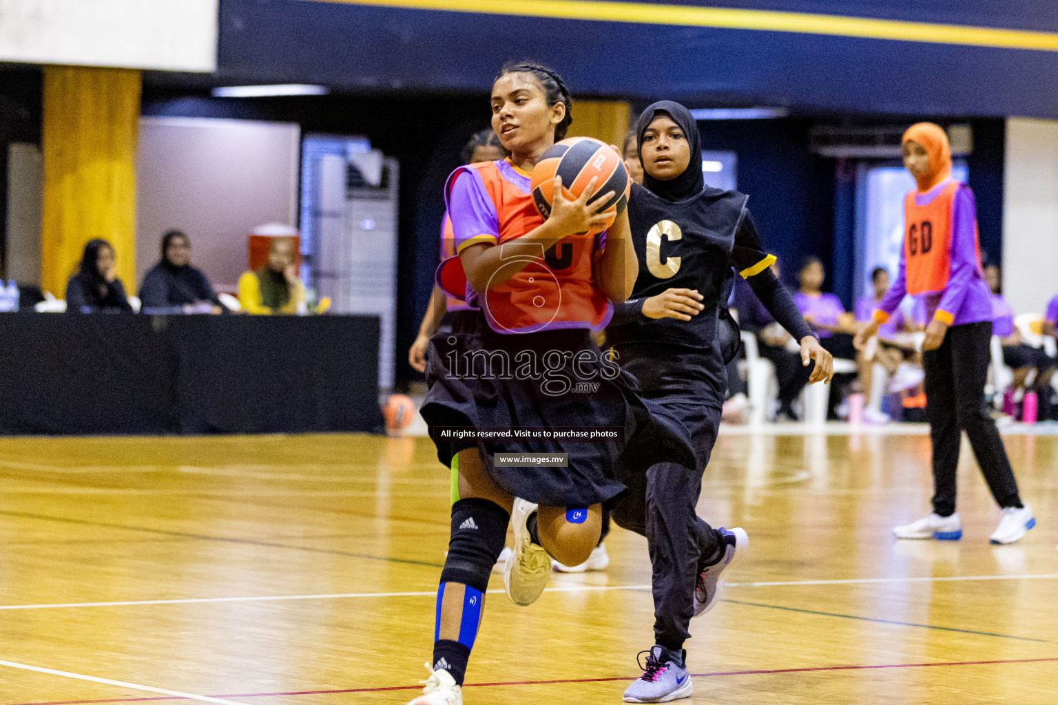 Day 9 of 24th Interschool Netball Tournament 2023 was held in Social Center, Male', Maldives on 4th November 2023. Photos: Hassan Simah / images.mv