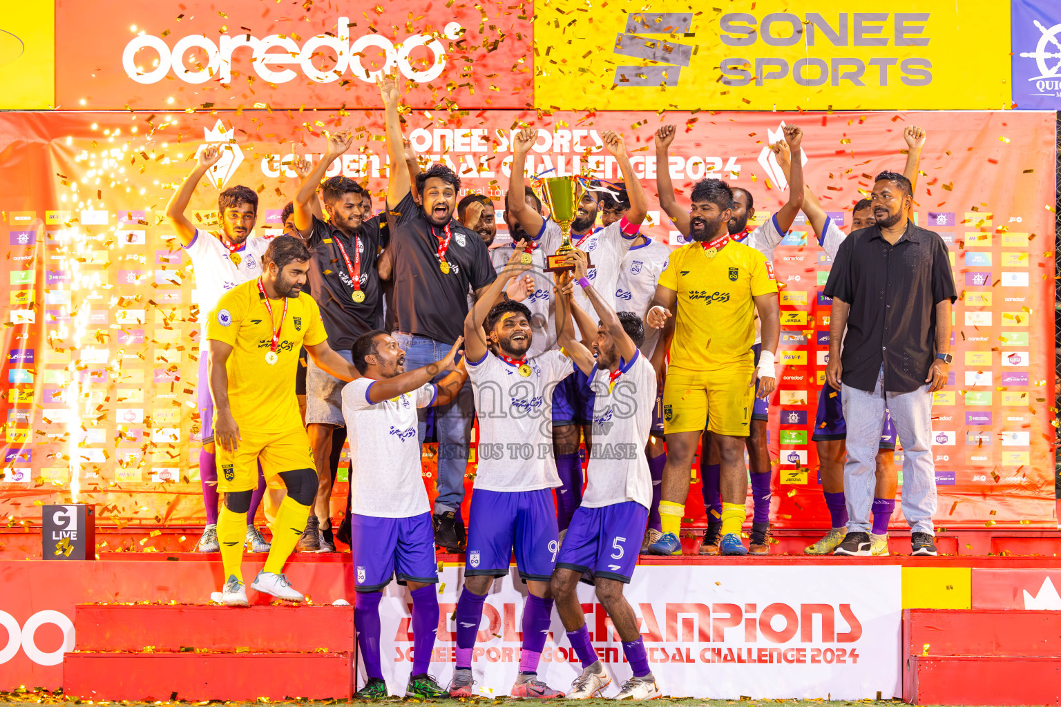 F Dharanboodhoo vs F Bilehdhoo in Day 24 of Golden Futsal Challenge 2024 was held on Wednesday , 7th February 2024 in Hulhumale', Maldives
Photos: Ismail Thoriq / images.mv