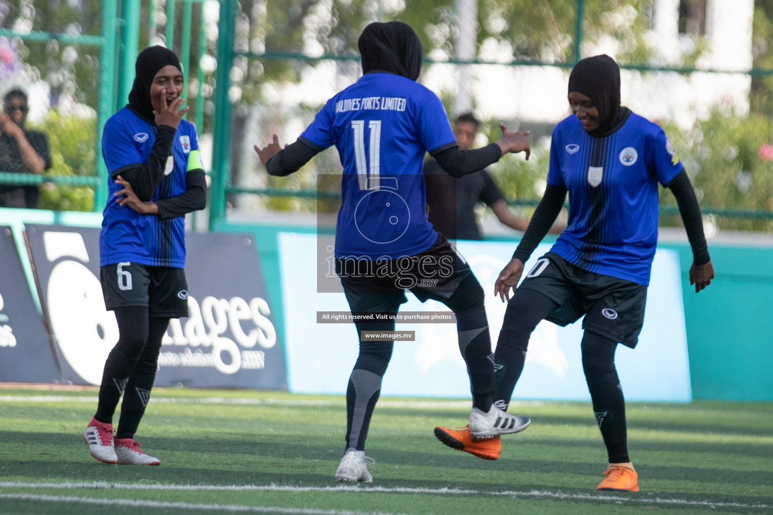 Maldives Ports Limited vs Dhivehi Sifainge Club in the semi finals of 18/30 Women's Futsal Fiesta 2019 on 27th April 2019, held in Hulhumale Photos: Hassan Simah / images.mv