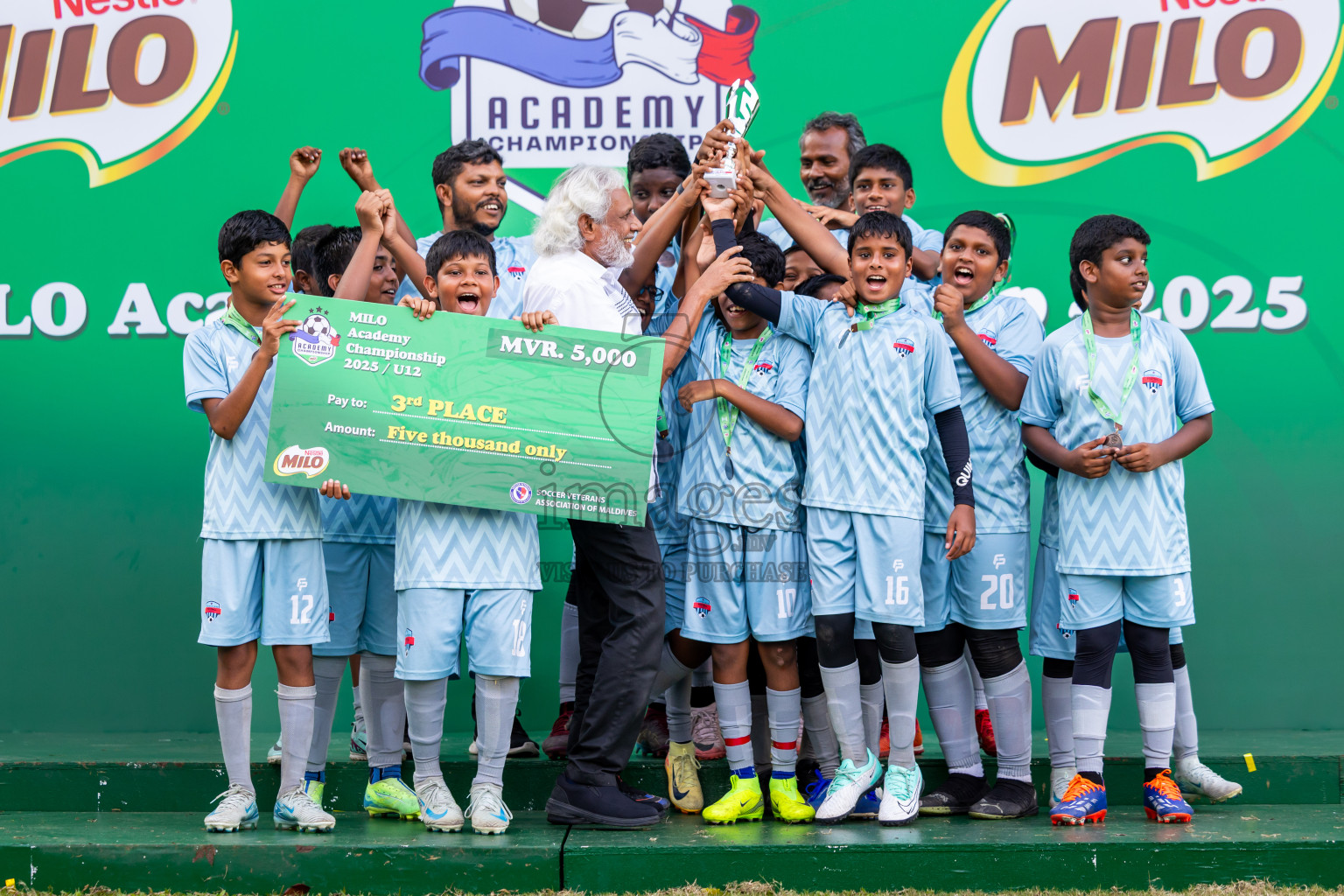 Day 3 of MILO Academy Championship 2025 (U-12) was held at Henveiru Stadium in Male', Maldives on Saturday, 3rd May 2025. Photos: Nausham Waheed / images.mv