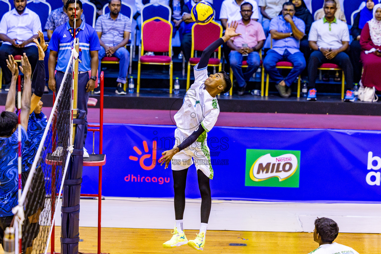 Finals of Interschool Volleyball Tournament 2024 was held in Social Center at Male', Maldives on Friday, 6th December 2024. Photos: Nausham Waheed / images.mv