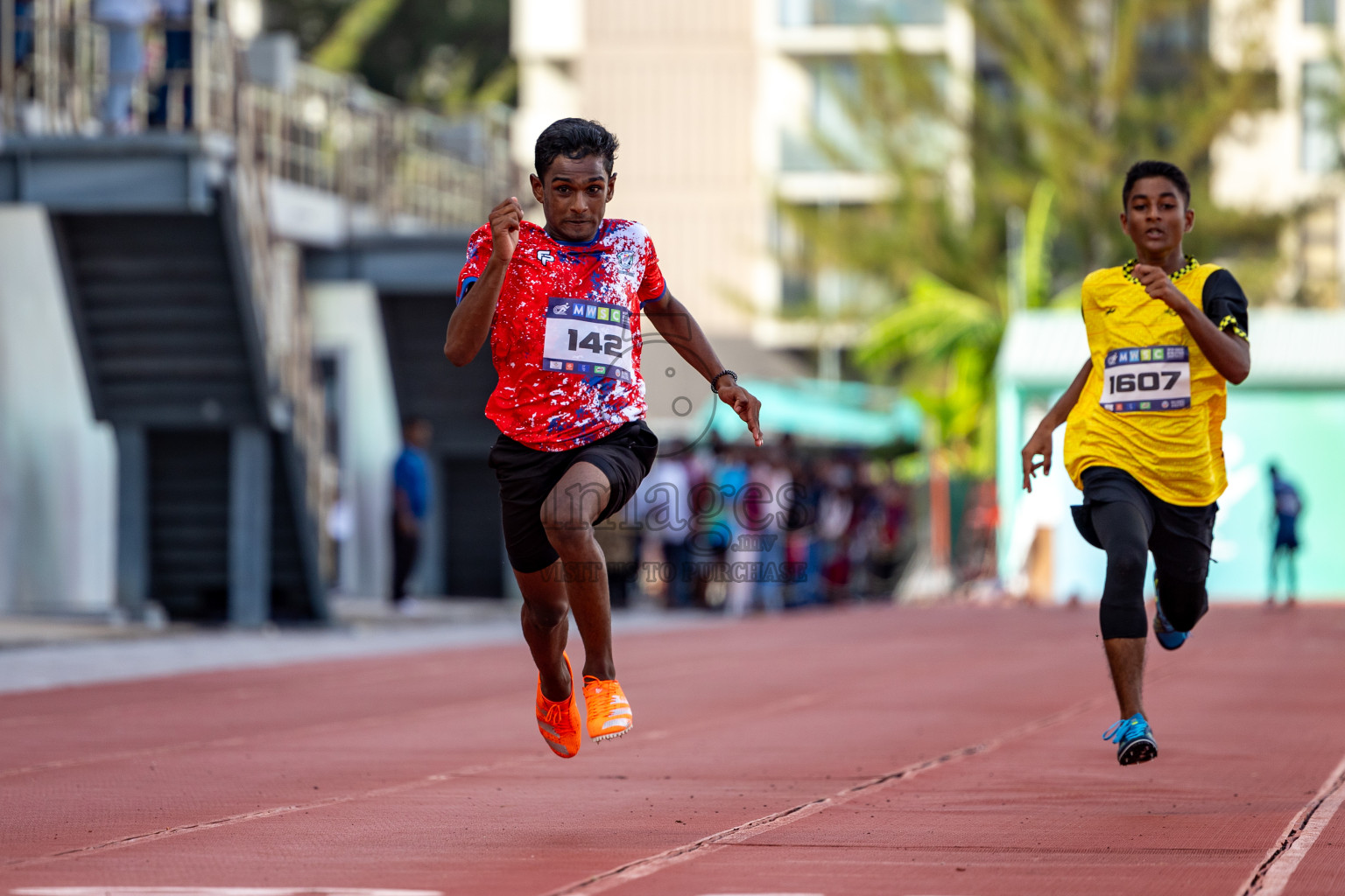 Day 1 of MWSC Interschool Athletics Championships 2024 held in Hulhumale Running Track, Hulhumale, Maldives on Saturday, 9th November 2024. 
Photos by: Hassan Simah / Images.mv