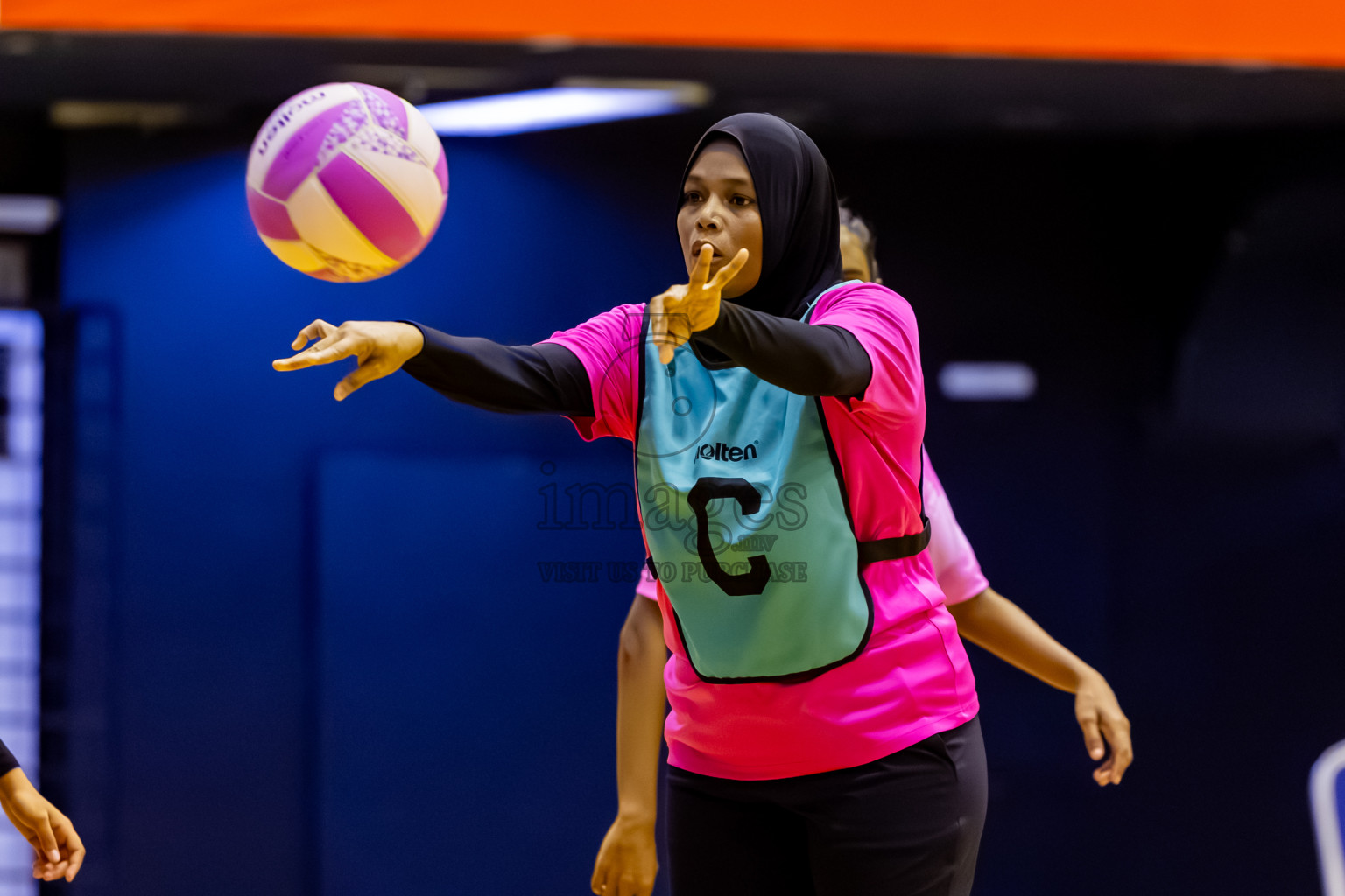 MV netters vs Xenith SC in Day 4 of 24th Milo Netball Association Championship held in Social Center at Male', Maldives on Thursday, 4th September 2025. Photos: Nausham Waheed / images.mv
