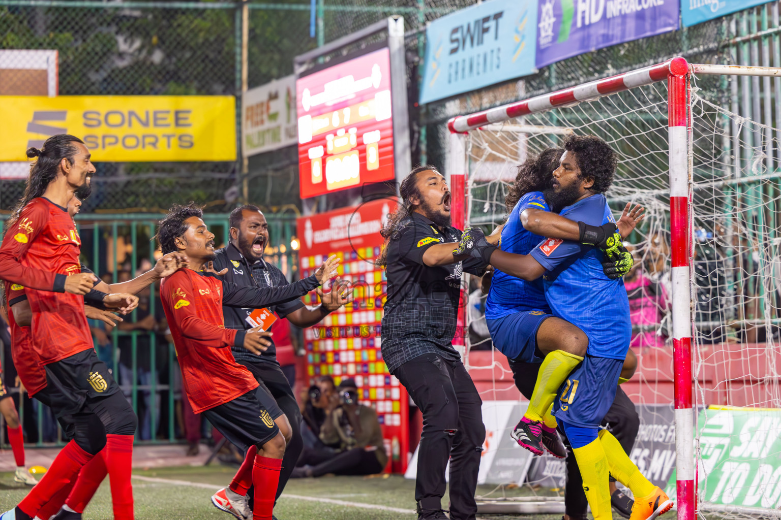 AA Mathiveri vs L Gan in Quarter Finals of Golden Futsal Challenge 2024 which was held on Friday, 1st March 2024, in Hulhumale', Maldives Photos: Ismail Thoriq / images.mv