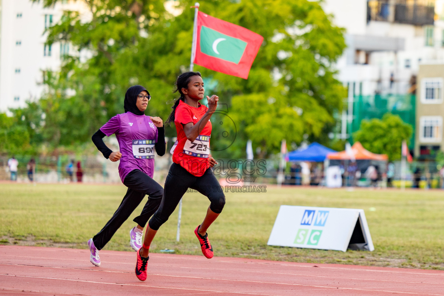 Day 1 of MWSC Interschool Athletics Championships 2024 held in Hulhumale Running Track, Hulhumale, Maldives on Saturday, 9th November 2024. 
Photos by: Hassan Simah / Images.mv