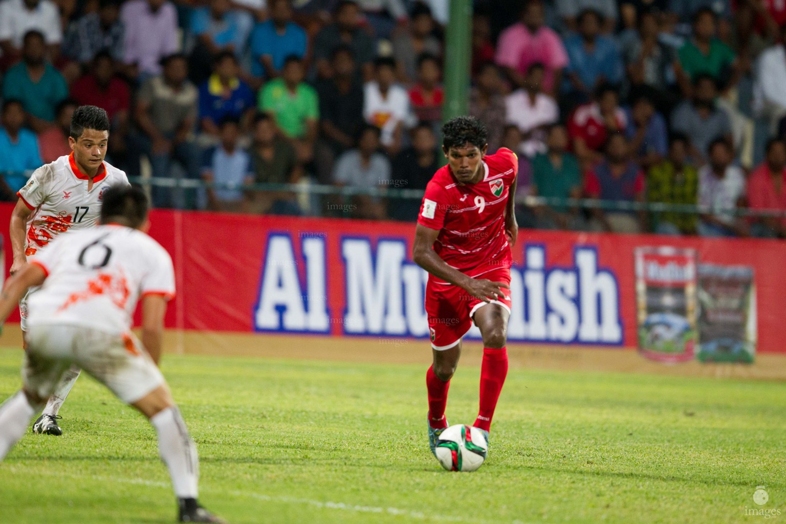 World Cup Qualification match between Maldives and Bhutan in Galolhu Grounds in Male', Maldives, Tuesday, March. 29, 2016. (Images.mv Photo/ Hussain Sinan).