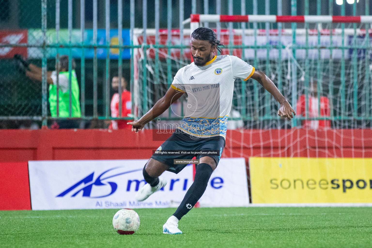 GA. Maamendhoo vs GA. Nilandhoo in Day 7 of Golden Futsal Challenge 2023 on 11 February 2023 in Hulhumale, Male, Maldives