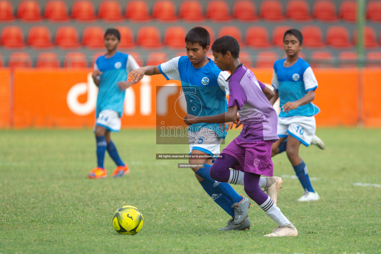 Hiriya School vs LH.EDU.CENTRE in MAMEN Inter School Football Tournament 2019 (U13) in Male, Maldives on 19th April 2019 Photos: Hassan Simah/images.mv