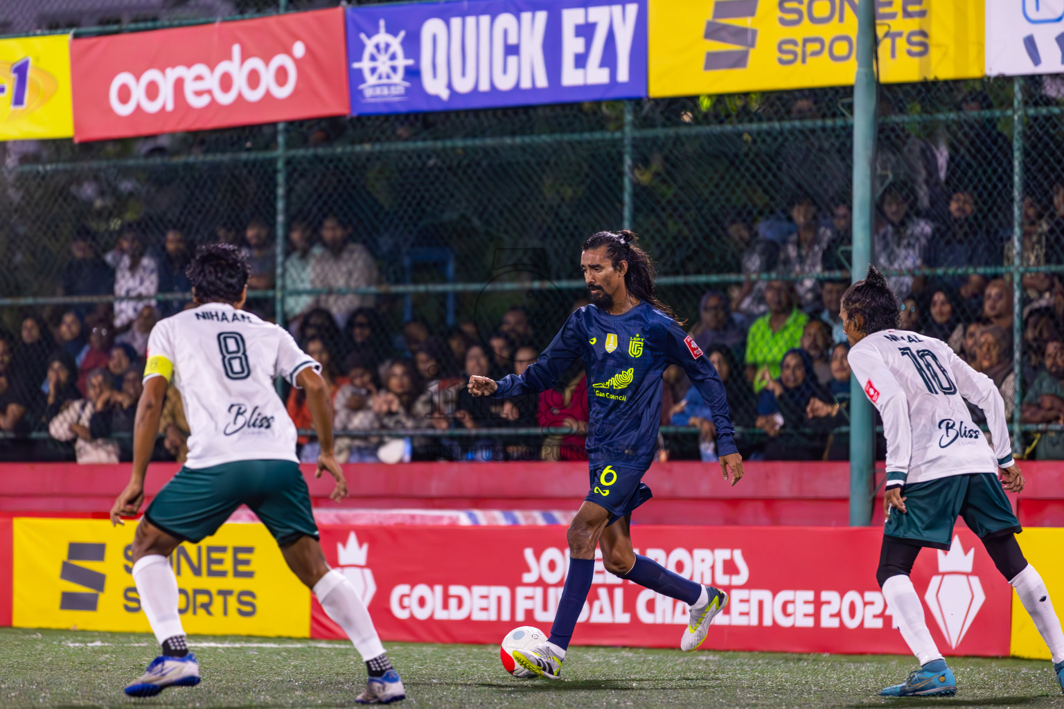 L Maabaidhoo vs L Gan in Day 16 of Golden Futsal Challenge 2024 was held on Tuesday, 30th January 2024, in Hulhumale', Maldives Photos: Ismail Thoriq / images.mv