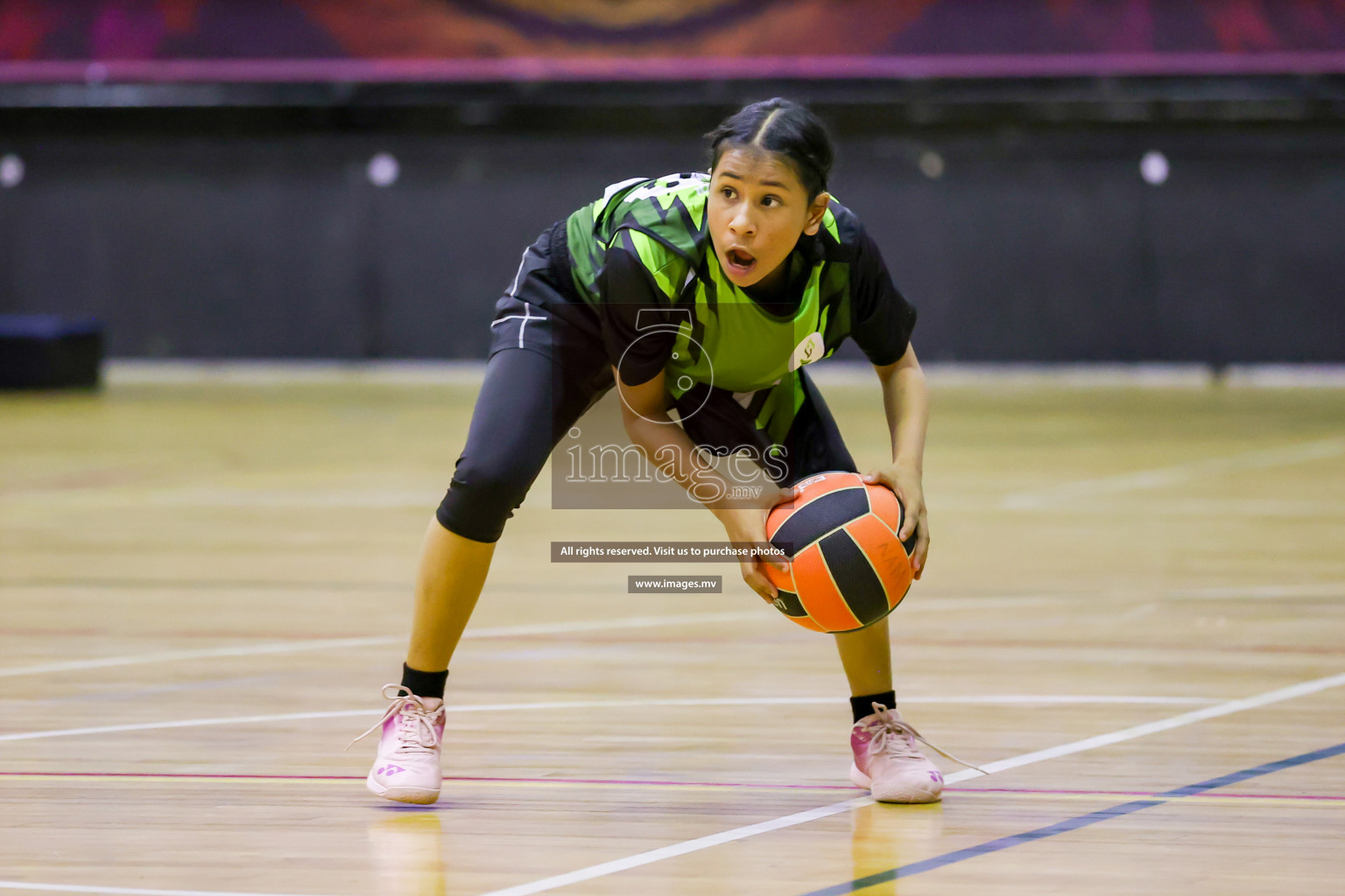 Day 9 of 24th Interschool Netball Tournament 2023 was held in Social Center, Male', Maldives on 4th November 2023. Photos: Hassan Simah / images.mv