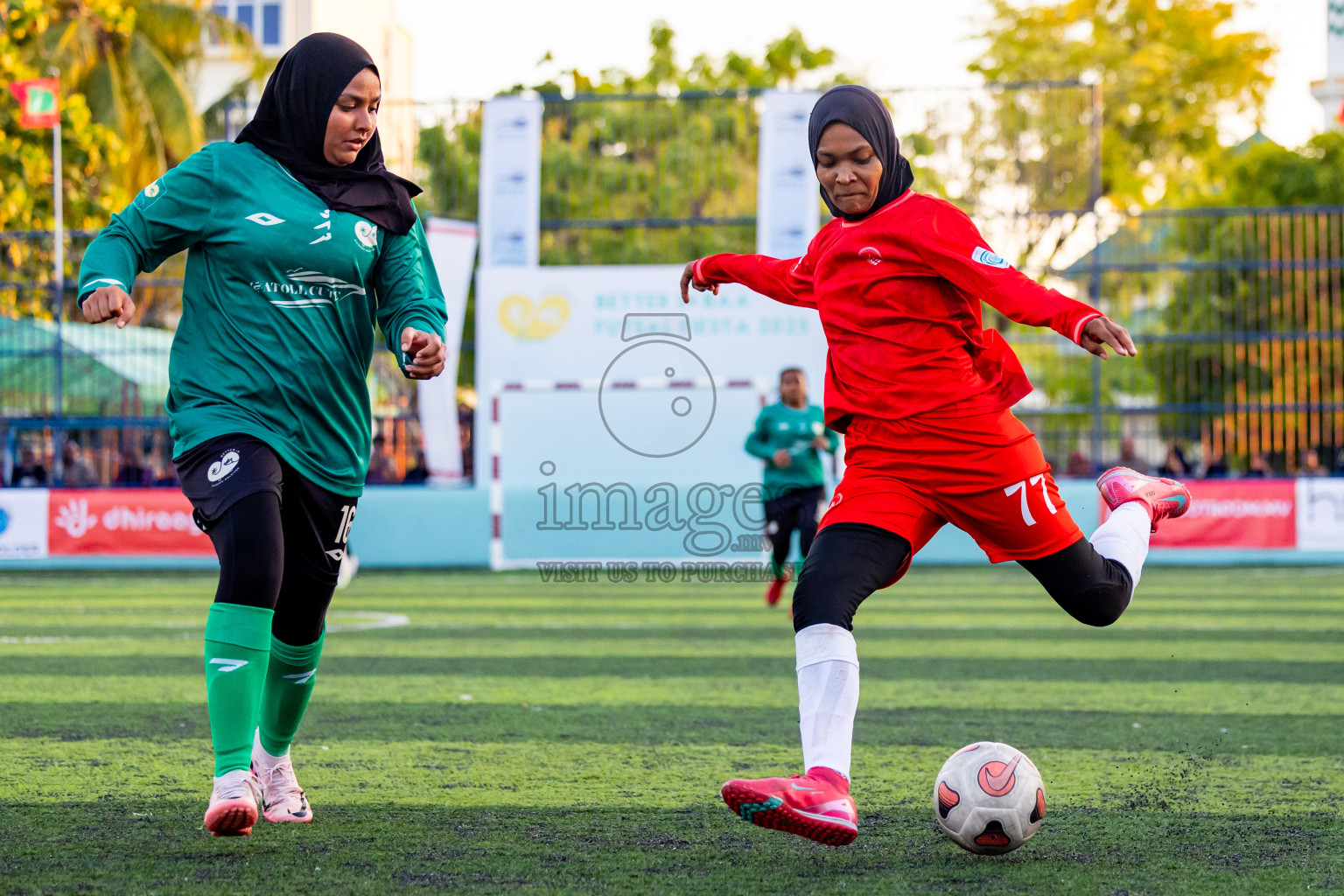 Eydhafushi vs Goidhoo in Day 2 of Better in Baa Futsal Fiesta 2025 Woman's division held in B. Eydhafushi, Maldives on Thursday, 6th November 2025. Photos: Nausham Waheed / images.mv