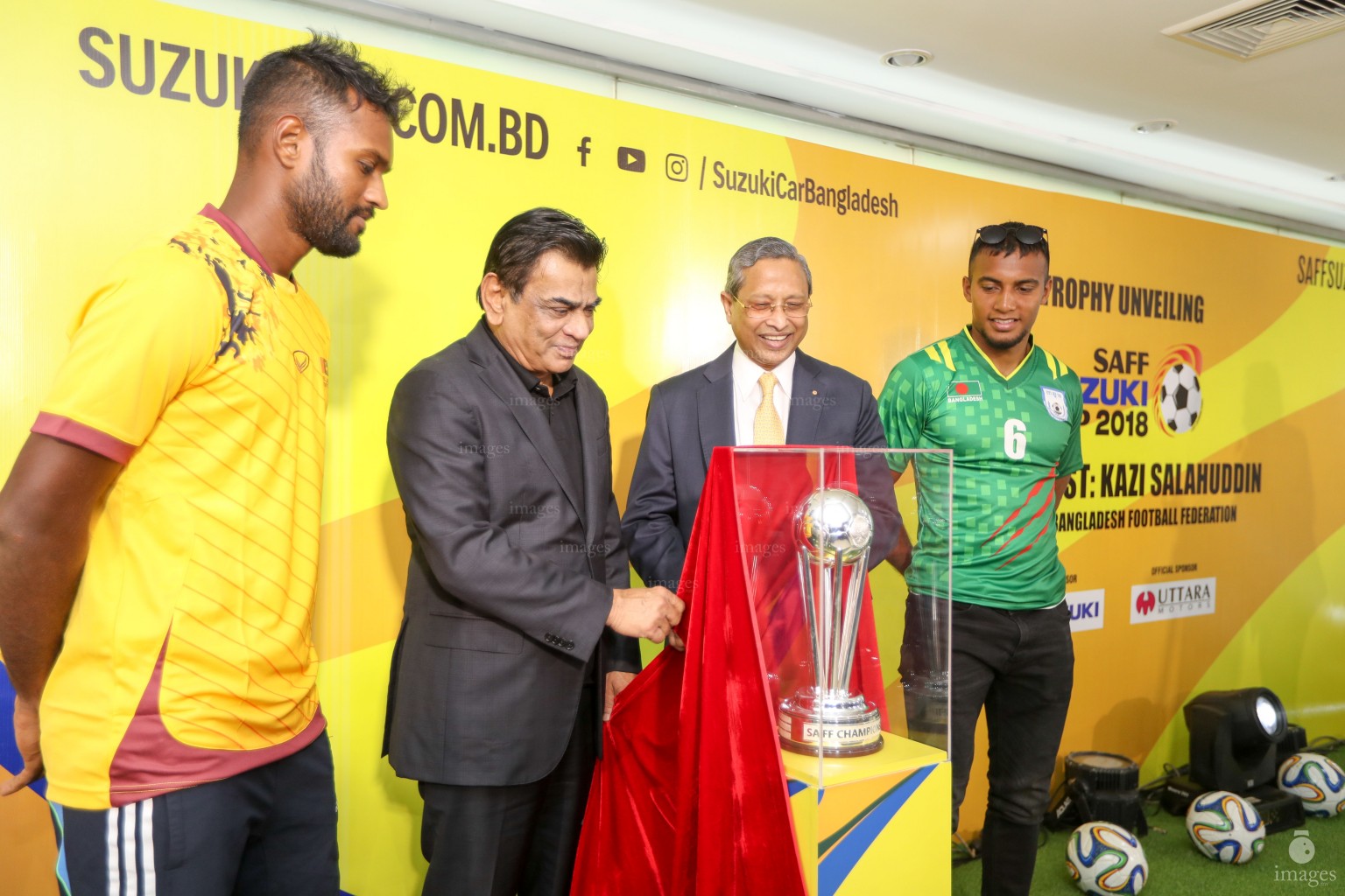 SAFF Suzuki Cup Trophy unveiling ceremony hosted by Bangladesh Football Federation in Dhaka, Bangladesh, Sunday, September 02, 2018. (Images.mv Photo/ Hussain Sinan). 