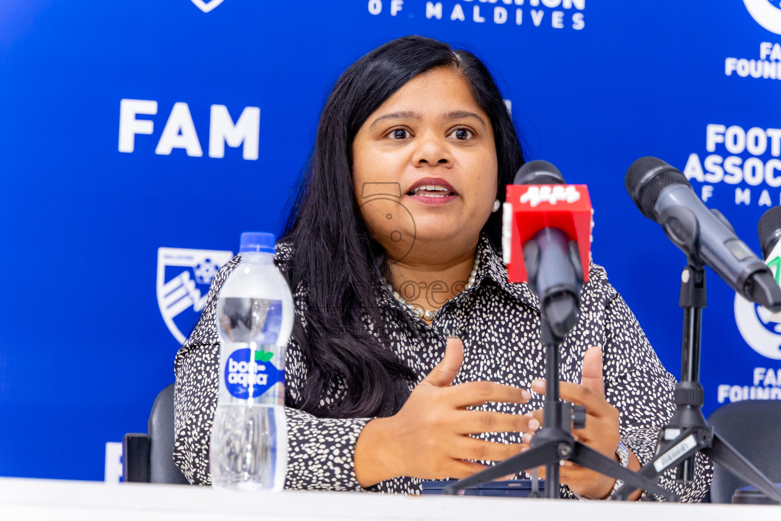 Press conference by FAM Normalization Committee was held at National Stadium in Male', Maldives on Sunday, 18th September 2024. Photos: Nausham Waheed / images.mv