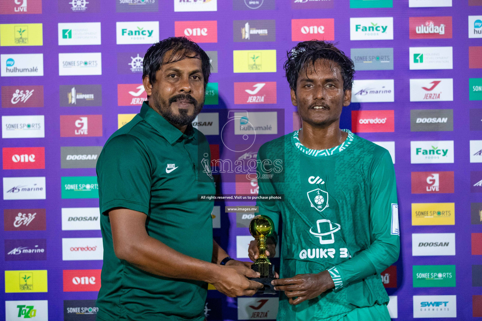 R. Meedhoo vs R. Dhuvaafaru in Day 2 of Golden Futsal Challenge 2023 on 06 February 2023 in Hulhumale, Male, Maldives