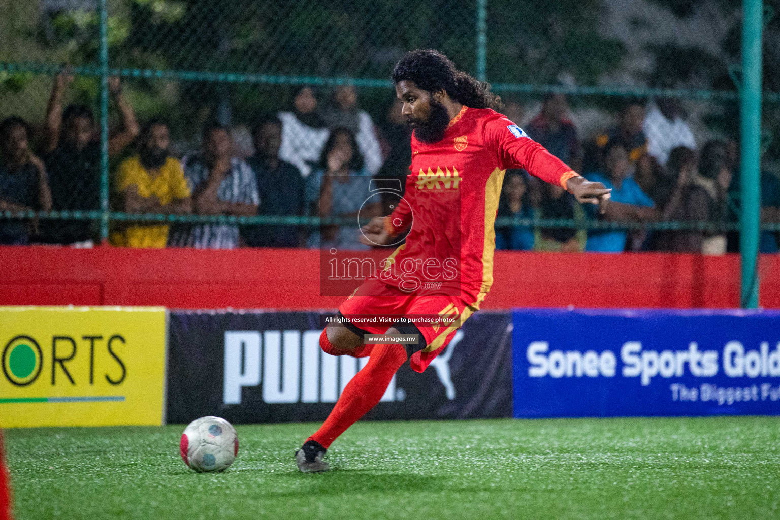 GA. Kondey vs GA. Dhaandhoo in Day 7 of Golden Futsal Challenge 2023 on 11 February 2023 in Hulhumale, Male, Maldives