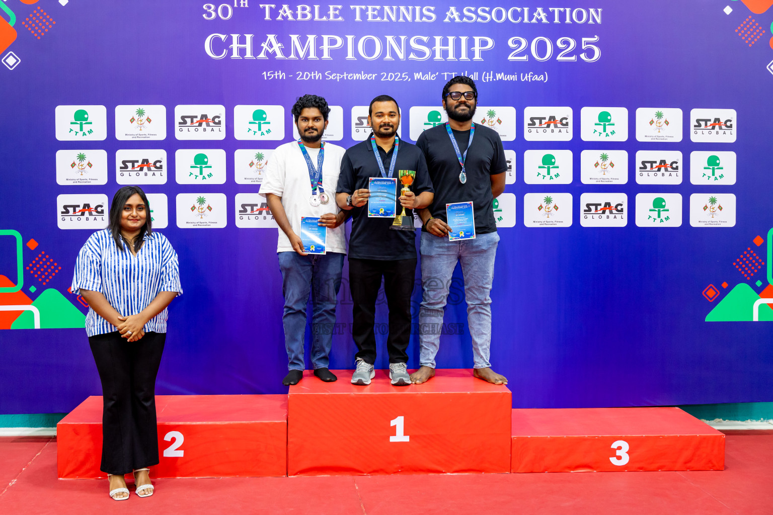 Finals of 30th Table Tennis Association Championship 2025 was held on Saturday, 20th September 2025 in Male' TT Hall, Male', Maldives. Photos: Nausham Waheed / images.mv