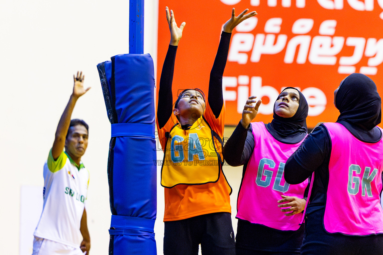 Invicto Sports Club vs United Unity Sports Club in Day 9 of National Netball Tournament 2025 held in Social Center at Male', Maldives on Monday, 26th May 2025. Photos: Nausham Waheed / images.mv