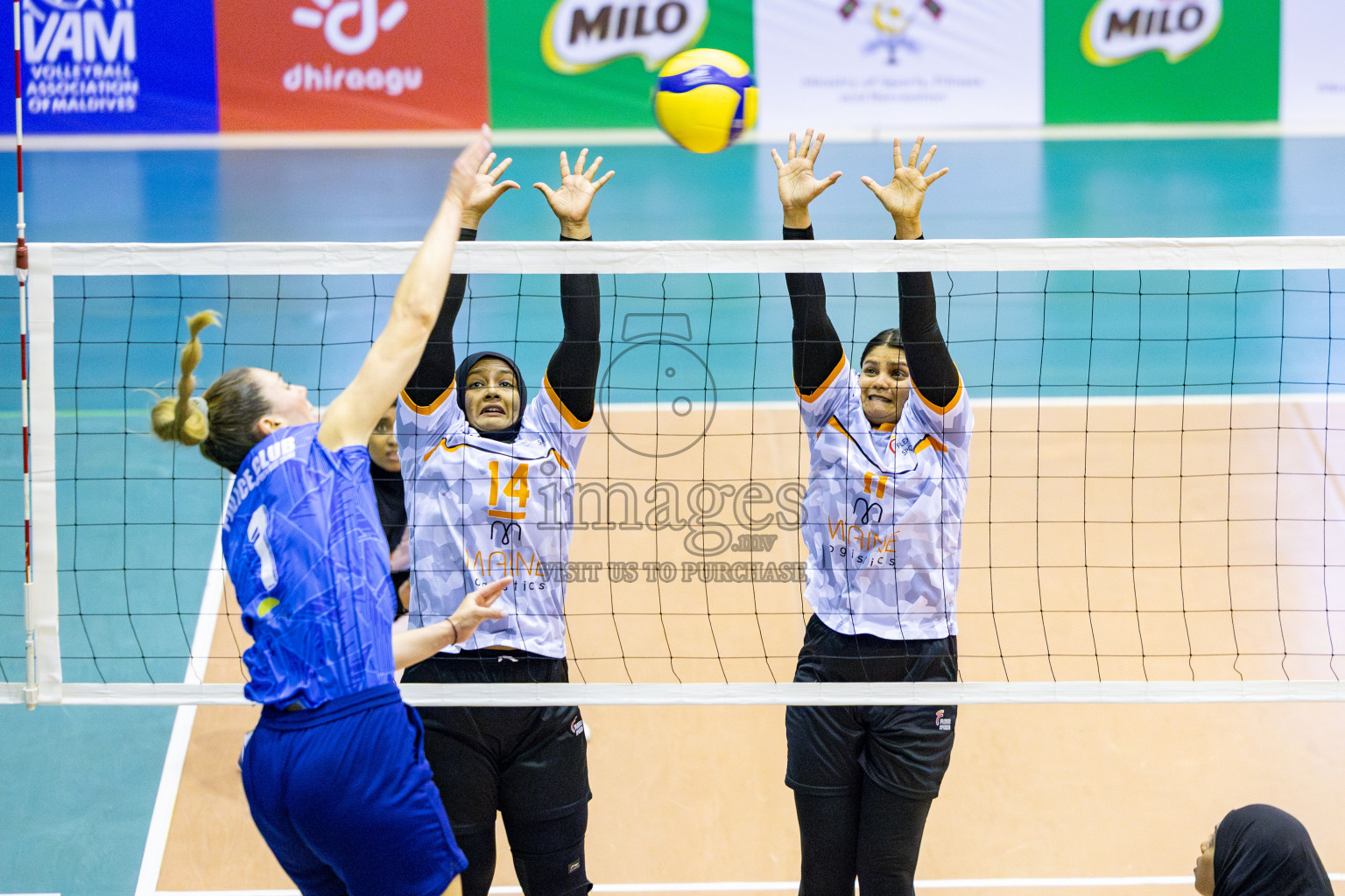 Police Club vs Flexor Sports Club in Day 1 of National Volleyball League 2025 - Women's Division held in Male', Maldives on Saturday, 19th April 2025 at Social Center Indoor Hall Photos 
By: Hassan Simah / images.mv
