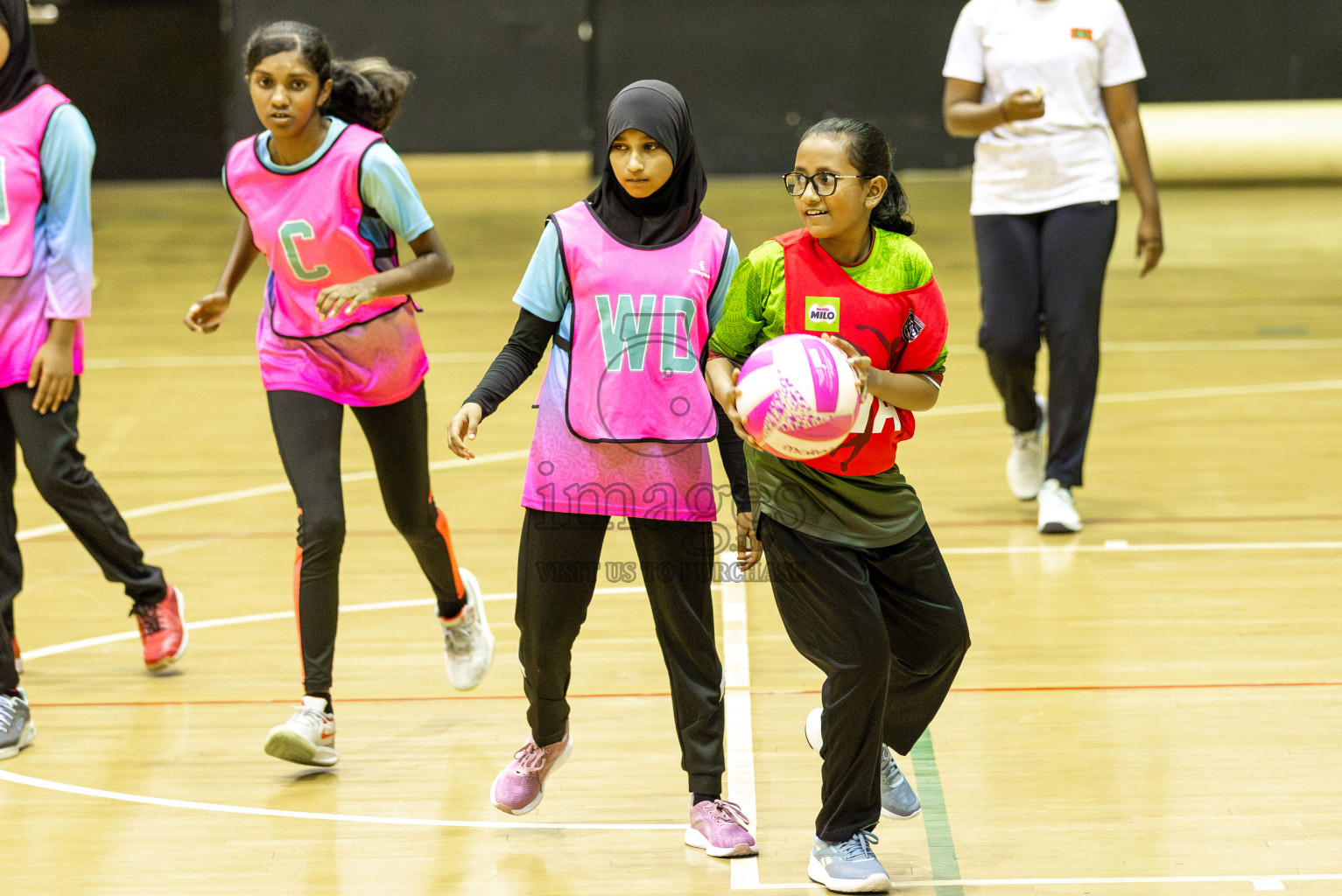 Netkids C vs Fionti Academy A in Day 5 of 3rd Netball Junior Championship, held at Social Center on Thursday 23rd January 2025 . Photos: Shuu Abdul Sattar / images.mv