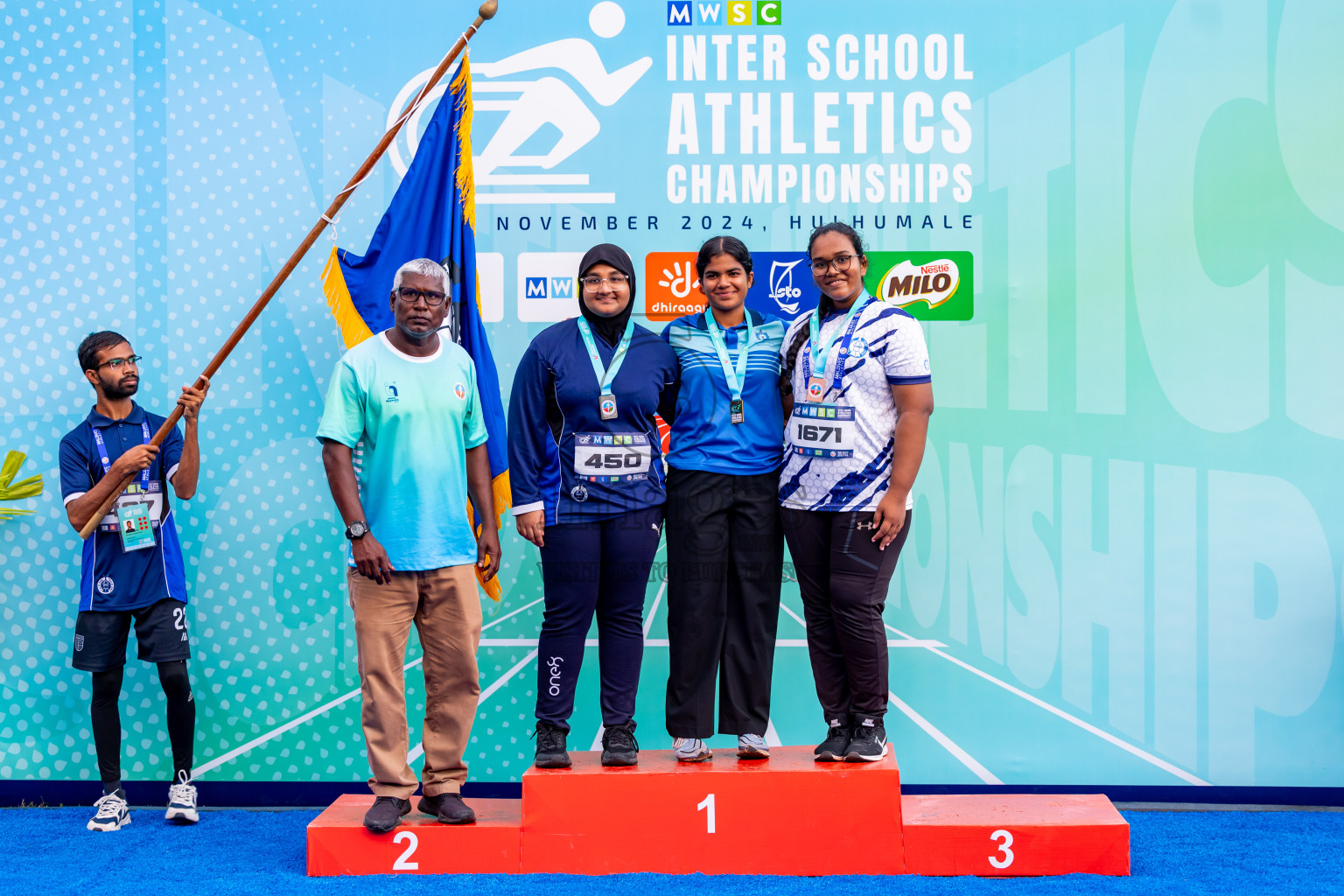 Day 6 of MWSC Interschool Athletics Championships 2024 held in Hulhumale Running Track, Hulhumale, Maldives on Thursday, 14th November 2024. Photos by: Nausham Waheed / Images.mv