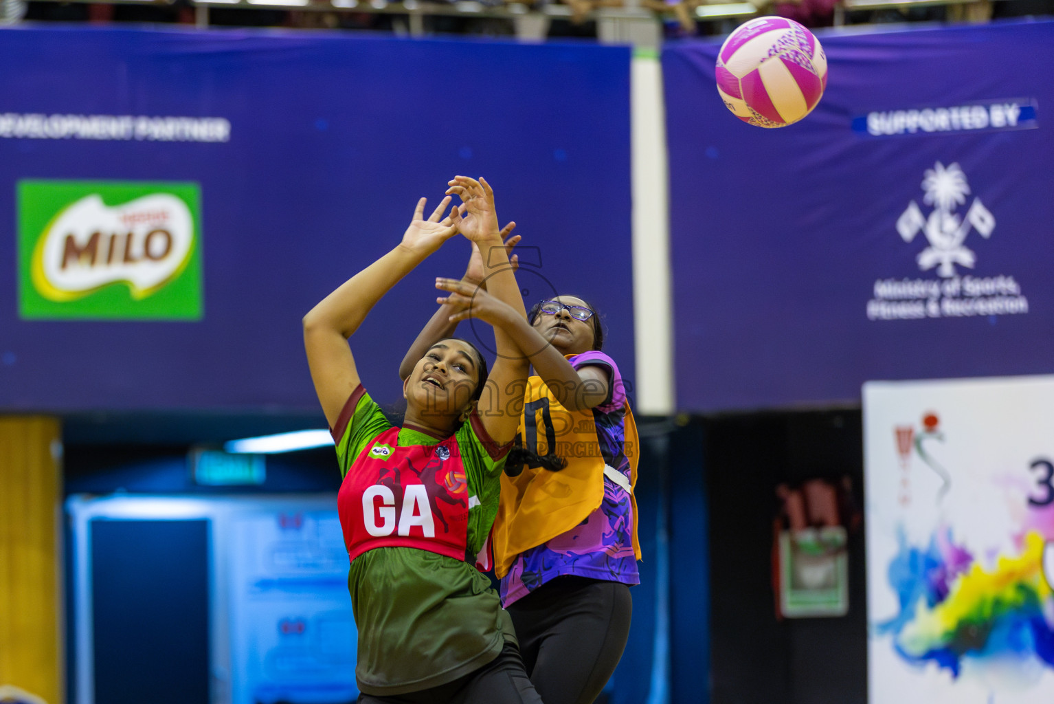 Fionti SA vs N sports in Day 3 of 3rd Netball Junior Championship, held at Social Center on Wednesday 22nd January 2025 . Photos: Shuu Abdul Sattar / images.mv