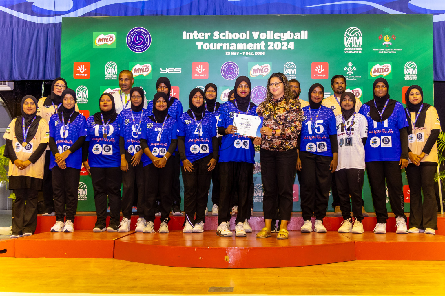 Finals of Interschool Volleyball Tournament 2024 was held in Social Center at Male', Maldives on Friday, 6th December 2024. Photos: Nausham Waheed / images.mv