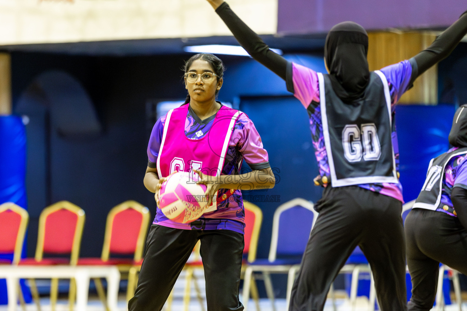 N Sports Academy B vs N Sports Academy A in Day 6 of 3rd Netball Junior Championship, held at Social Center on Friday 24th January 2025 . Photos: Shuu Abdul Sattar / images.mv