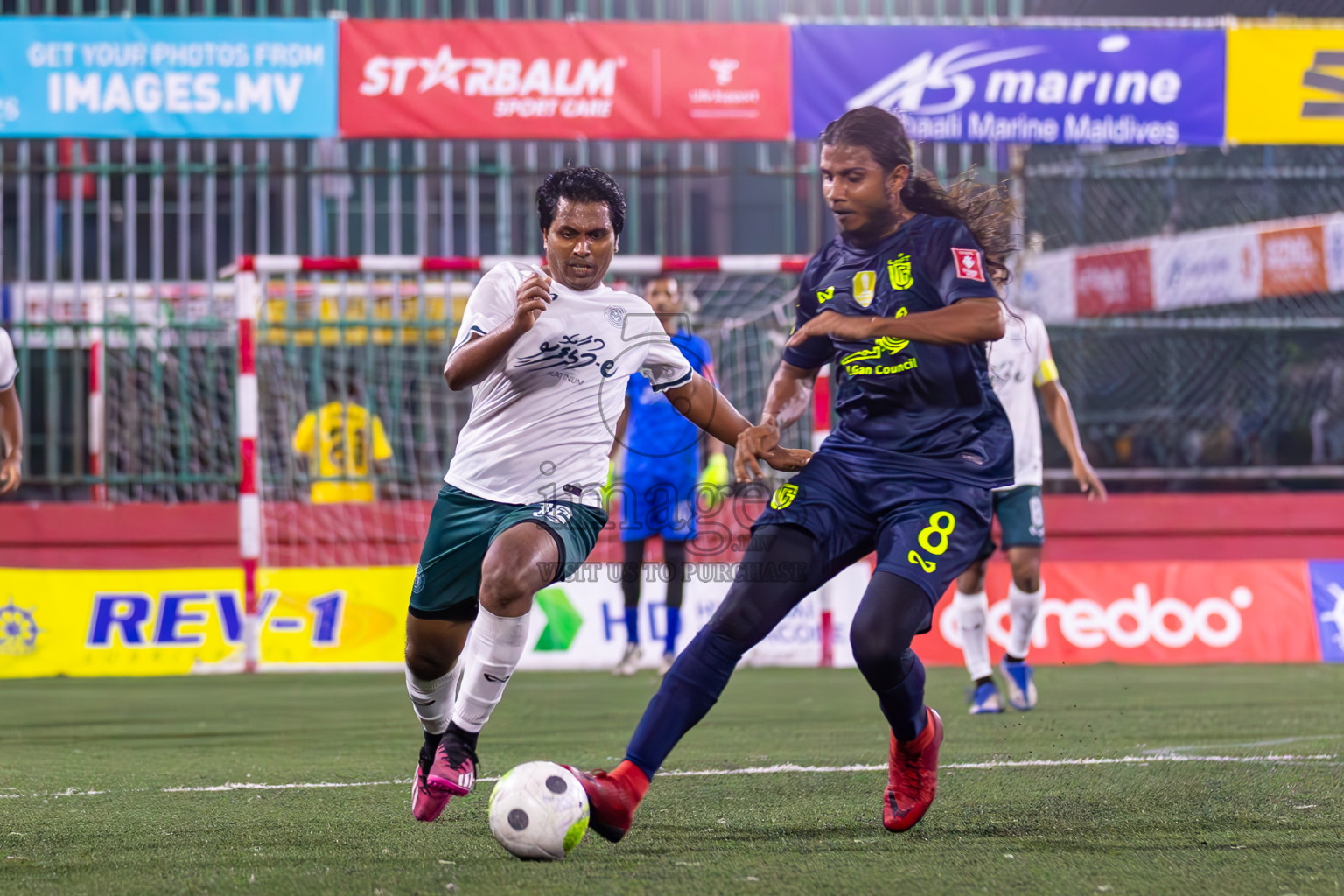 L Maabaidhoo vs L Gan in Day 16 of Golden Futsal Challenge 2024 was held on Tuesday, 30th January 2024, in Hulhumale', Maldives Photos: Ismail Thoriq / images.mv