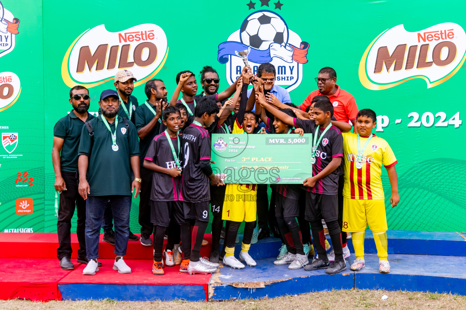 Day 4 of MILO Academy Championship 2024 - U12 was held at Henveiru Grounds in Male', Maldives on Sunday, 7th July 2024. Photos: Nausham Waheed / images.mv