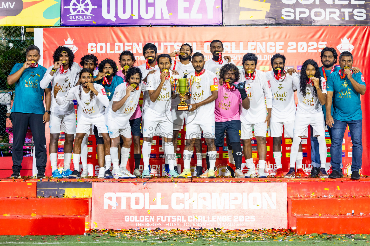 K Maafushi vs K Kaashidhoo in Kaafu Atoll Finals Day 27 of Golden Futsal Challenge 2025 was held on Friday , 31st January 2025, in Hulhumale', Maldives. Photos: Nausham Waheed / images.mv