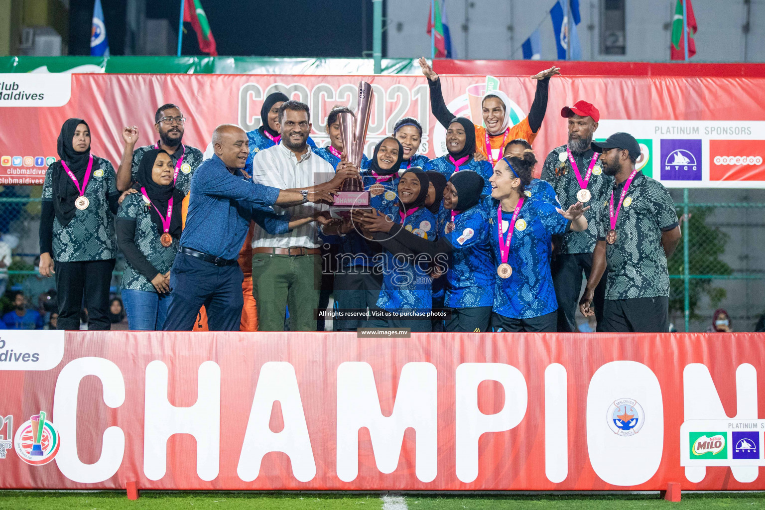 Ports Limited vs WAMCO - in the Finals 18/30 Women's Futsal Fiesta 2021 held in Hulhumale, Maldives on 18 December 2021. Photos by Nausham Waheed & Shuu Abdul Sattar