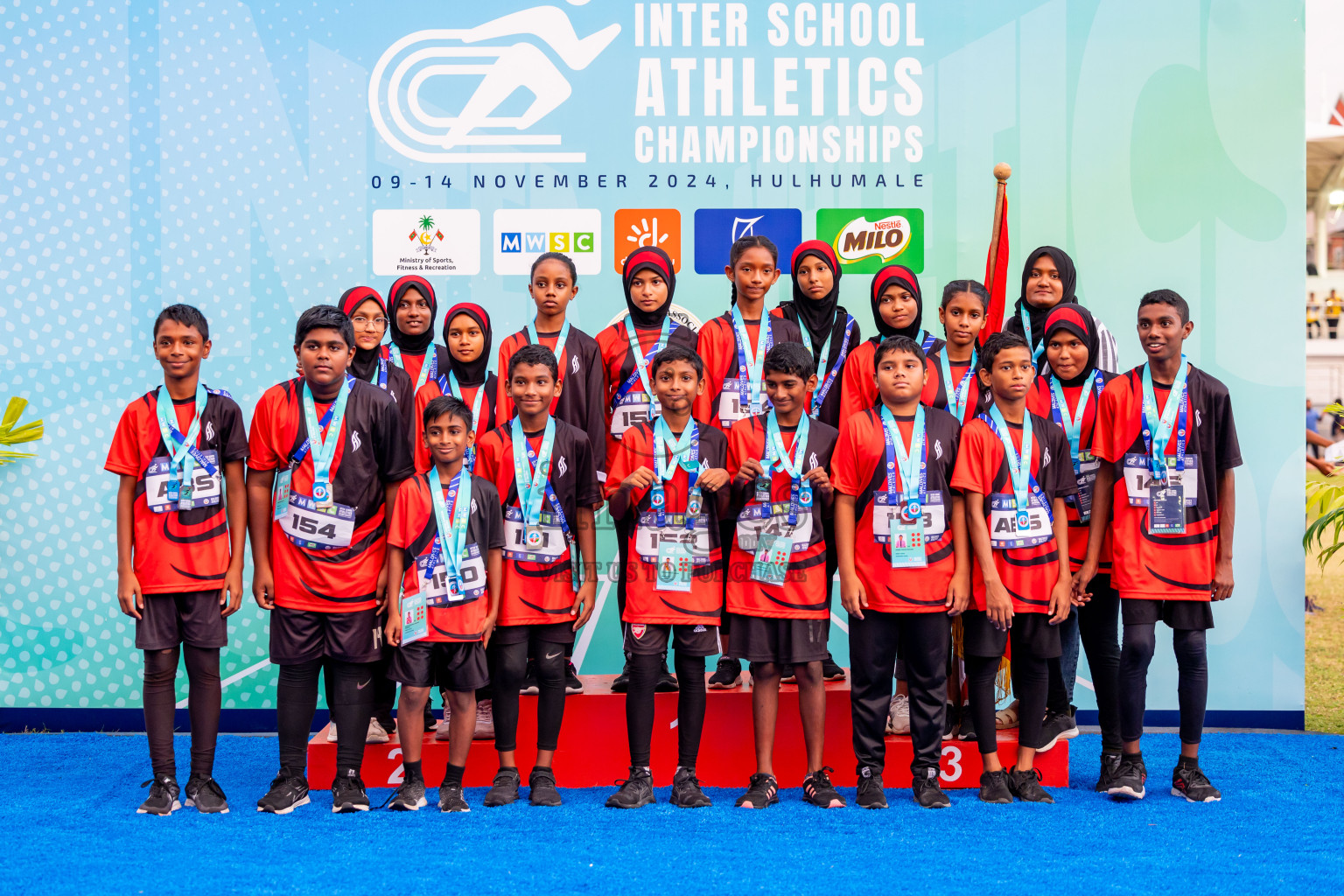 Day 6 of MWSC Interschool Athletics Championships 2024 held in Hulhumale Running Track, Hulhumale, Maldives on Thursday, 14th November 2024. Photos by: Nausham Waheed / Images.mv