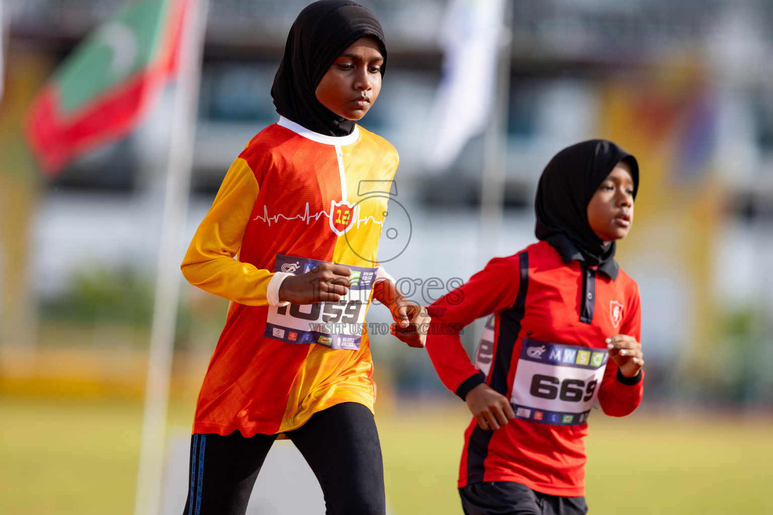 Day 3 of MWSC Interschool Athletics Championships 2024 held in Hulhumale Running Track, Hulhumale, Maldives on Monday, 11th November 2024. 
Photos by: Hassan Simah / Images.mv