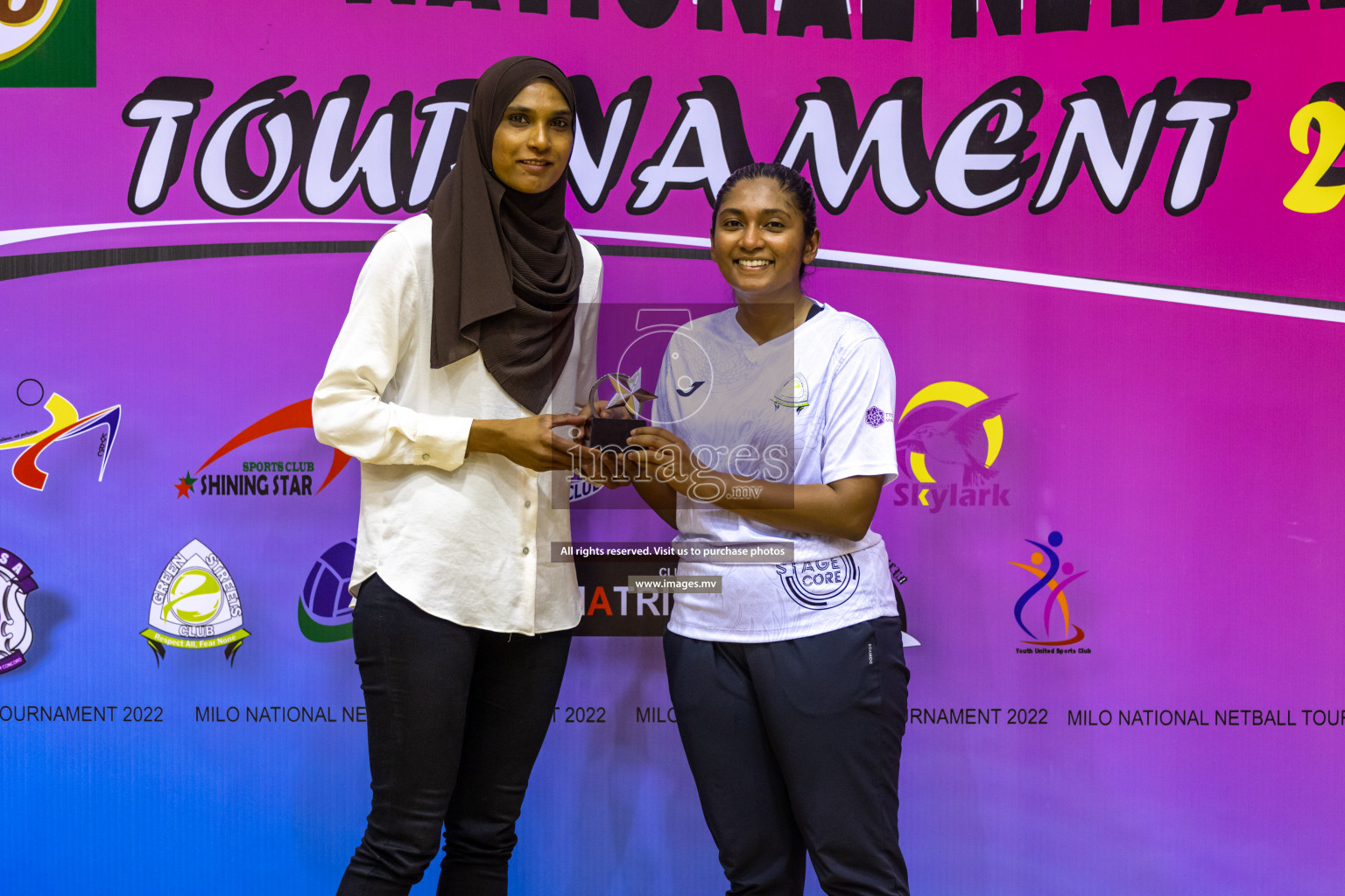 Sports Club Shining Star vs Club Green Streets in the Milo National Netball Tournament 2022 on 17 July 2022, held in Social Center, Male', Maldives. Photographer: Hassan Simah / Images.mv