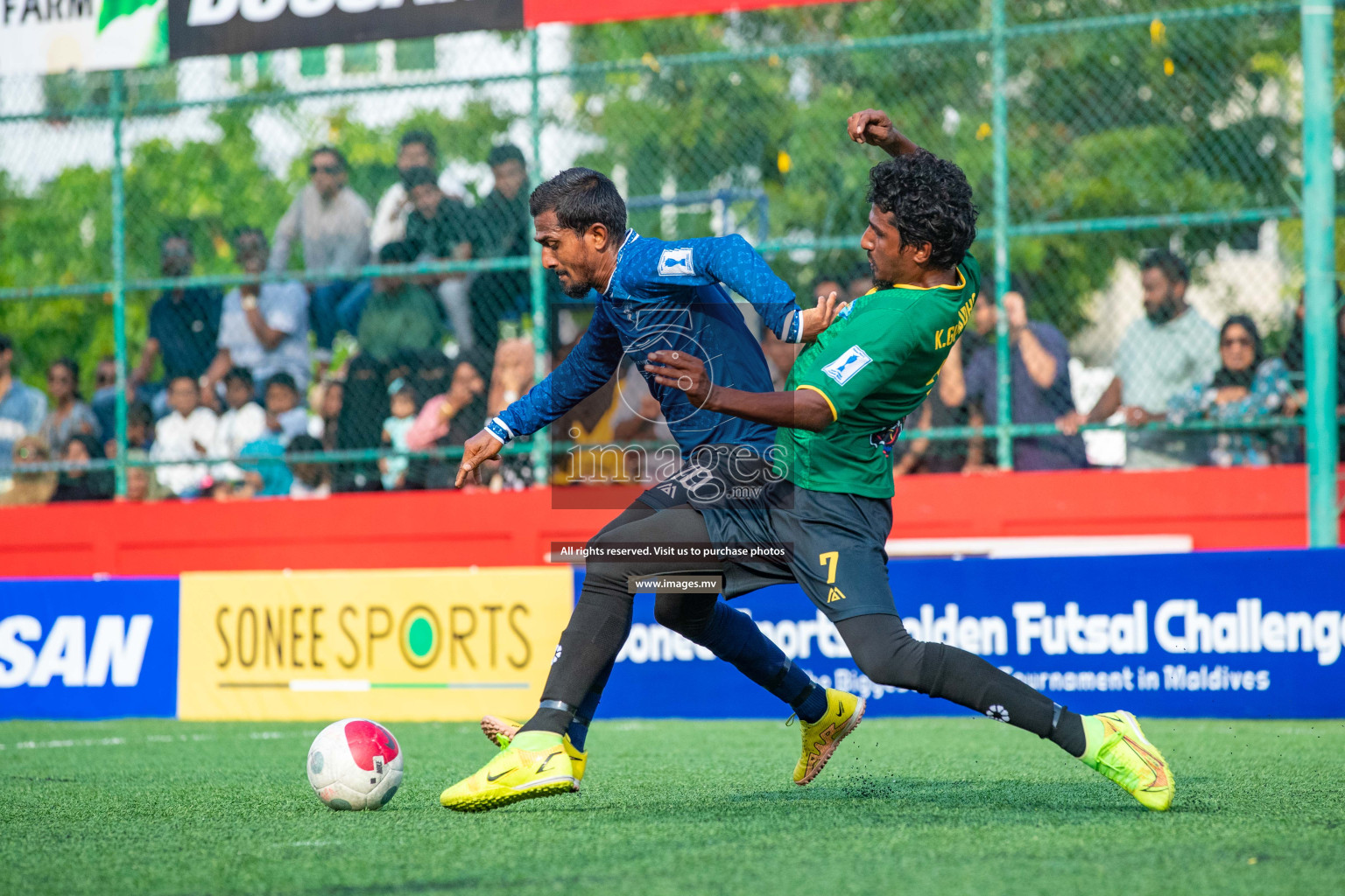 K. Gaafaru vs K.Guraidhoo in Day 6 of Golden Futsal Challenge 2023 on 10 February 2023 in Hulhumale, Male, Maldives