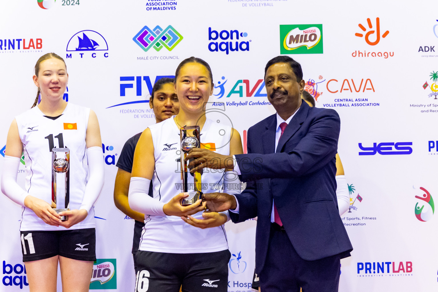 Kyrgyzstan vs Sri Lanka in Final of CAVA U20 Woman's Volleyball Championship 2024 was held in Social Center, Male', Maldives on 23rd July 2024. Photos: Nausham Waheed / images.mv