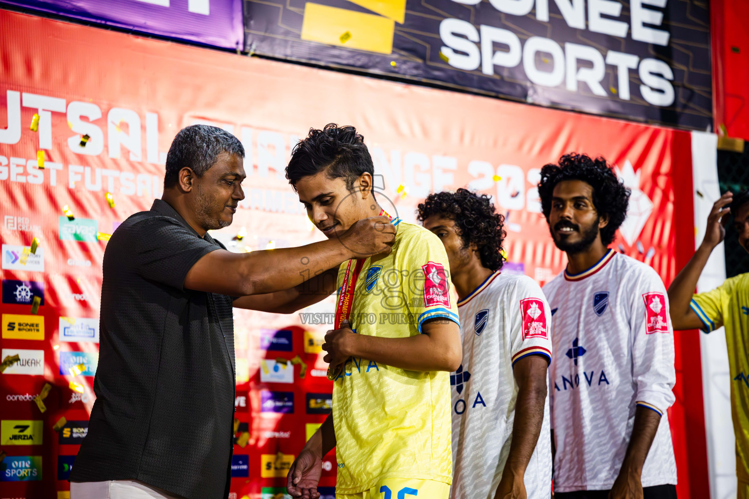 Dh Kudahuvadhoo vs Dh Maaenboodhoo in Dhaalu Atoll Finals in Day 25 of Golden Futsal Challenge 2025 was held on Wednesday , 28th January 2025, in Hulhumale', Maldives. Photos: Abdulla Abeed / images.mv