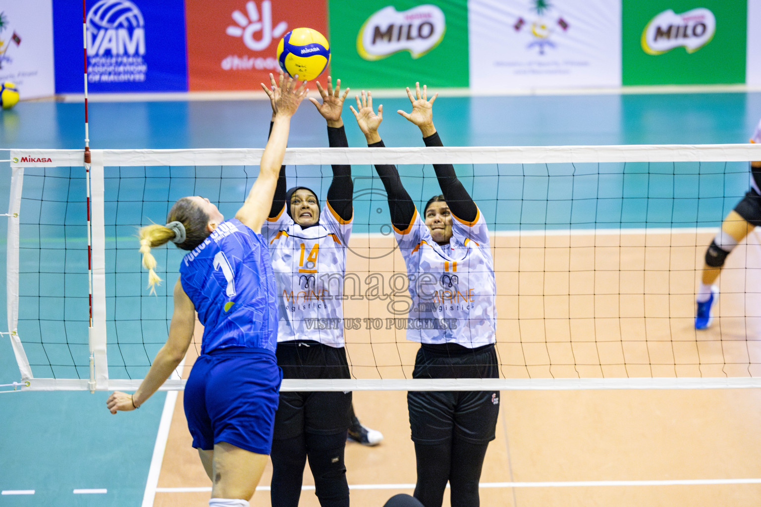 Police Club vs Flexor Sports Club in Day 1 of National Volleyball League 2025 - Women's Division held in Male', Maldives on Saturday, 19th April 2025 at Social Center Indoor Hall Photos 
By: Hassan Simah / images.mv