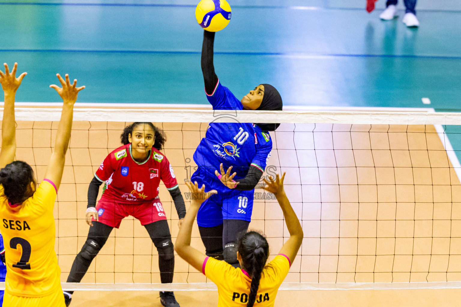 Maldives vs Sri Lanka in Day 2 of CAVA U20 Woman's Volleyball Championship 2024 was held in Social Center, Male', Maldives on 19th July 2024. Photos: Nausham Waheed / images.mv