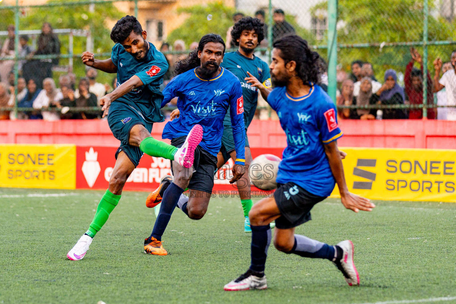 K. Maafushi vs K. Guraidhoo in Day 19 of Golden Futsal Challenge 2024 was held on Friday, 2nd February 2024 in Hulhumale', Maldives 
Photos: Hassan Simah / images.mv