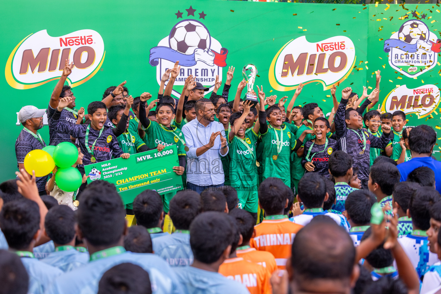 Day 3 of MILO Academy Championship 2025 (U-12) was held at Henveiru Stadium in Male', Maldives on Saturday, 3rd May 2025. Photos: Ismail Thoriq / images.mv