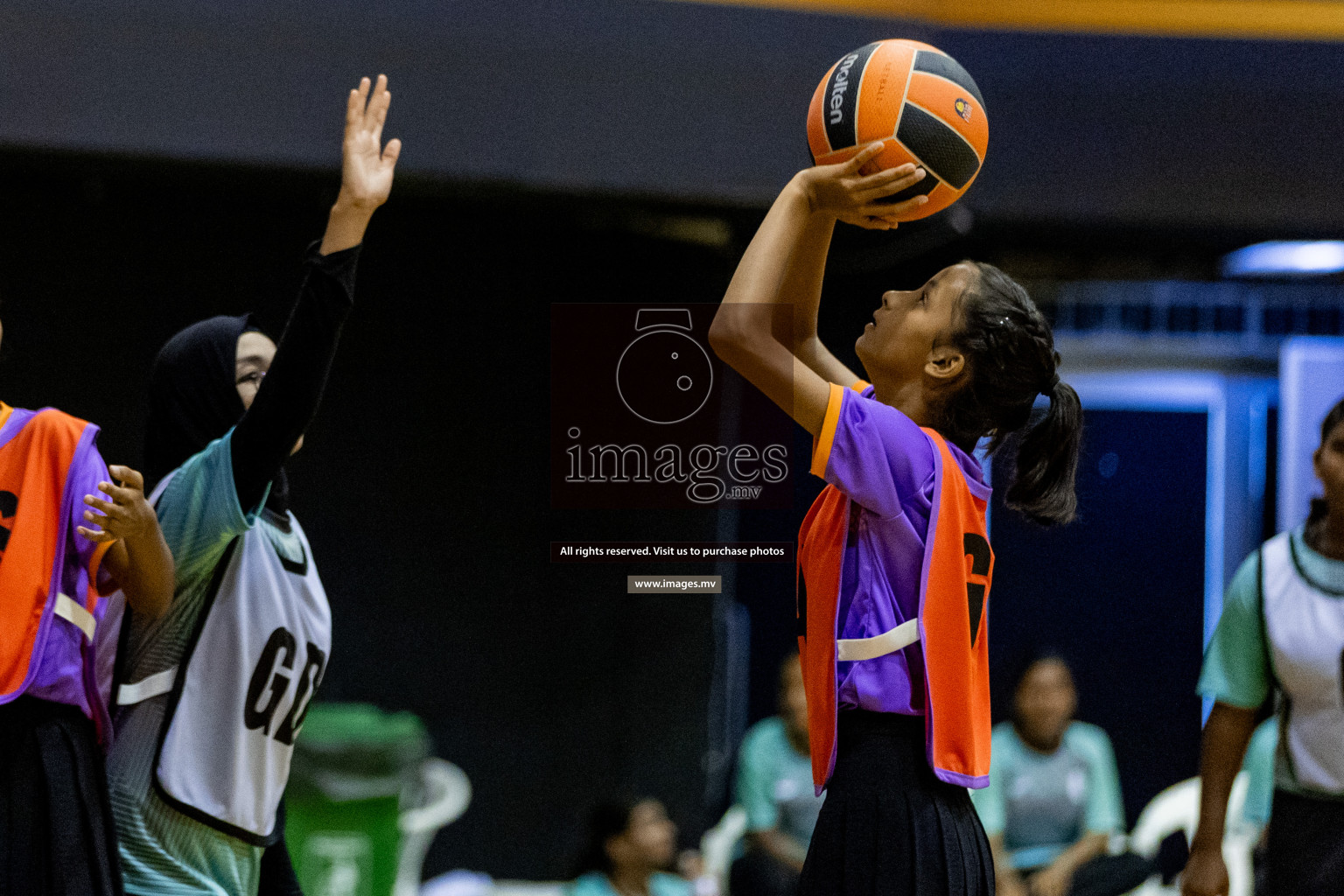 Day 9 of 24th Interschool Netball Tournament 2023 was held in Social Center, Male', Maldives on 4th November 2023. Photos: Hassan Simah / images.mv