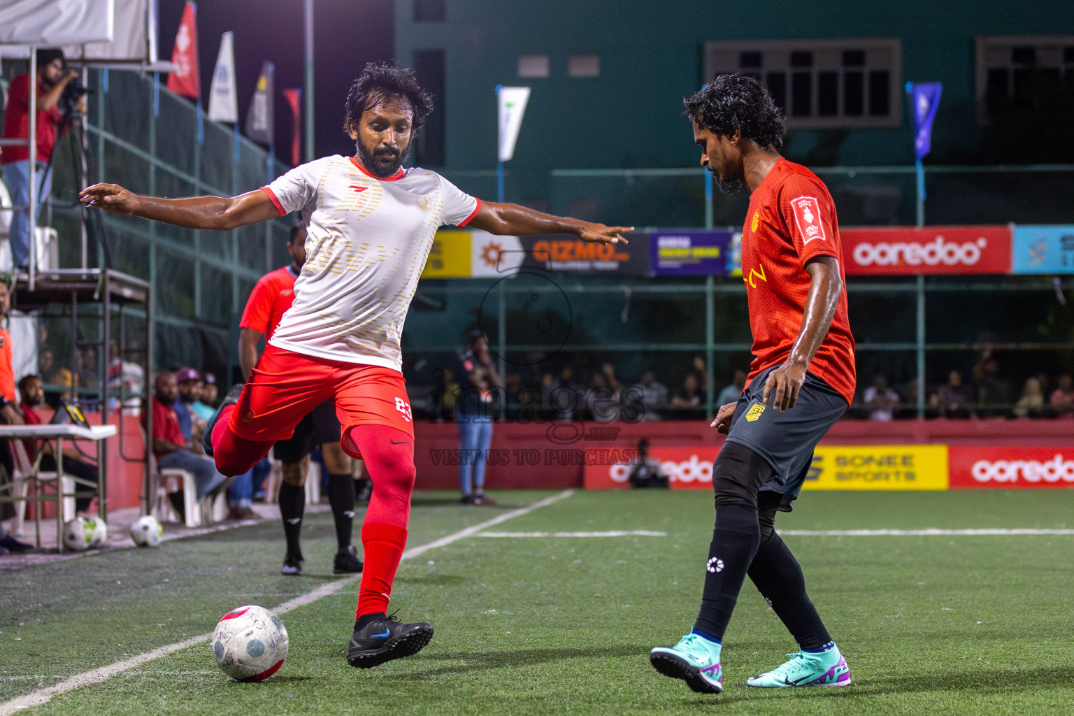 H.Dh Naivaadhoo vs H.Dh Kulhudhuffushi in Day 6 of Golden Futsal Challenge 2024 was held on Saturday, 20th January 2024, in Hulhumale', Maldives Photos: Mohamed Mahfooz Moosa / images.mv