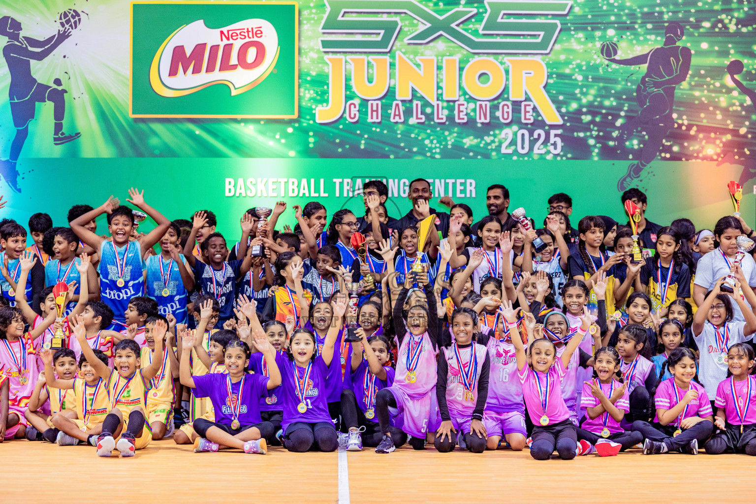 Day 3 of Milo 5 x 5 Junior Challenge 2025 - Basketball tournament held in Basketball Training Center, Male', Maldives on Saturday, 11th October 2025. Photos by: Nausham Waheed, Areef Adam / Images.mv
