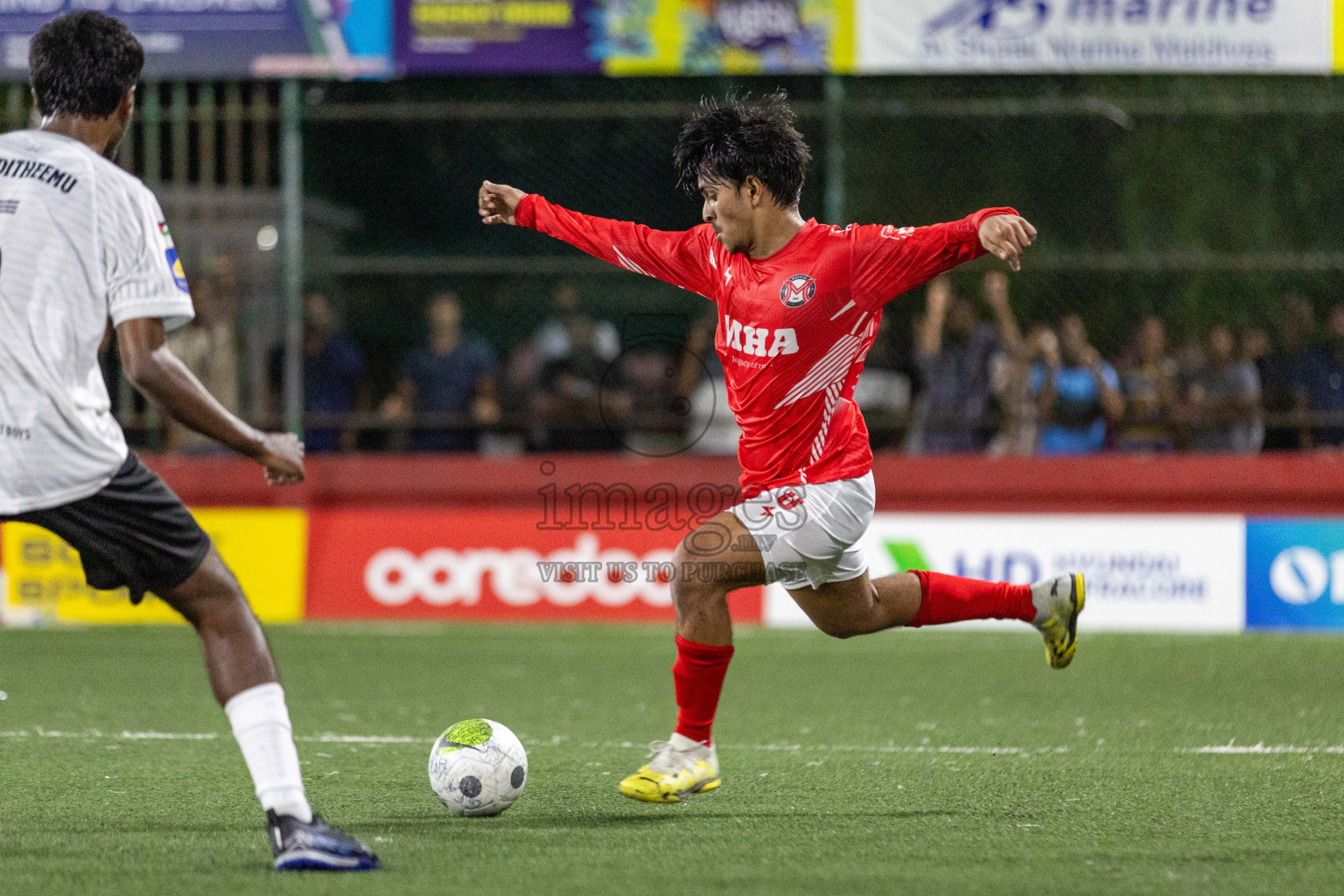 Sh Maroshi vs Sh Kanditheemu in Day 8 of Golden Futsal Challenge 2024 was held on Monday, 22nd January 2024, in Hulhumale', Maldives Photos: Nausham Waheed / images.mv