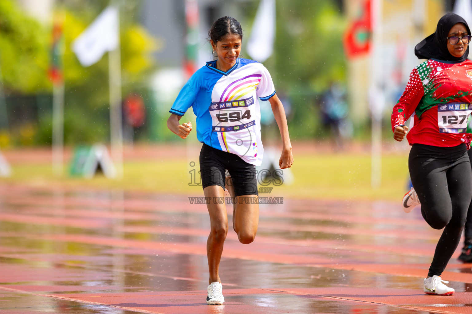 Day 1 of MWSC Interschool Athletics Championships 2024 held in Hulhumale Running Track, Hulhumale, Maldives on Saturday, 9th November 2024. 
Photos by: Ismail Thoriq / images.mv