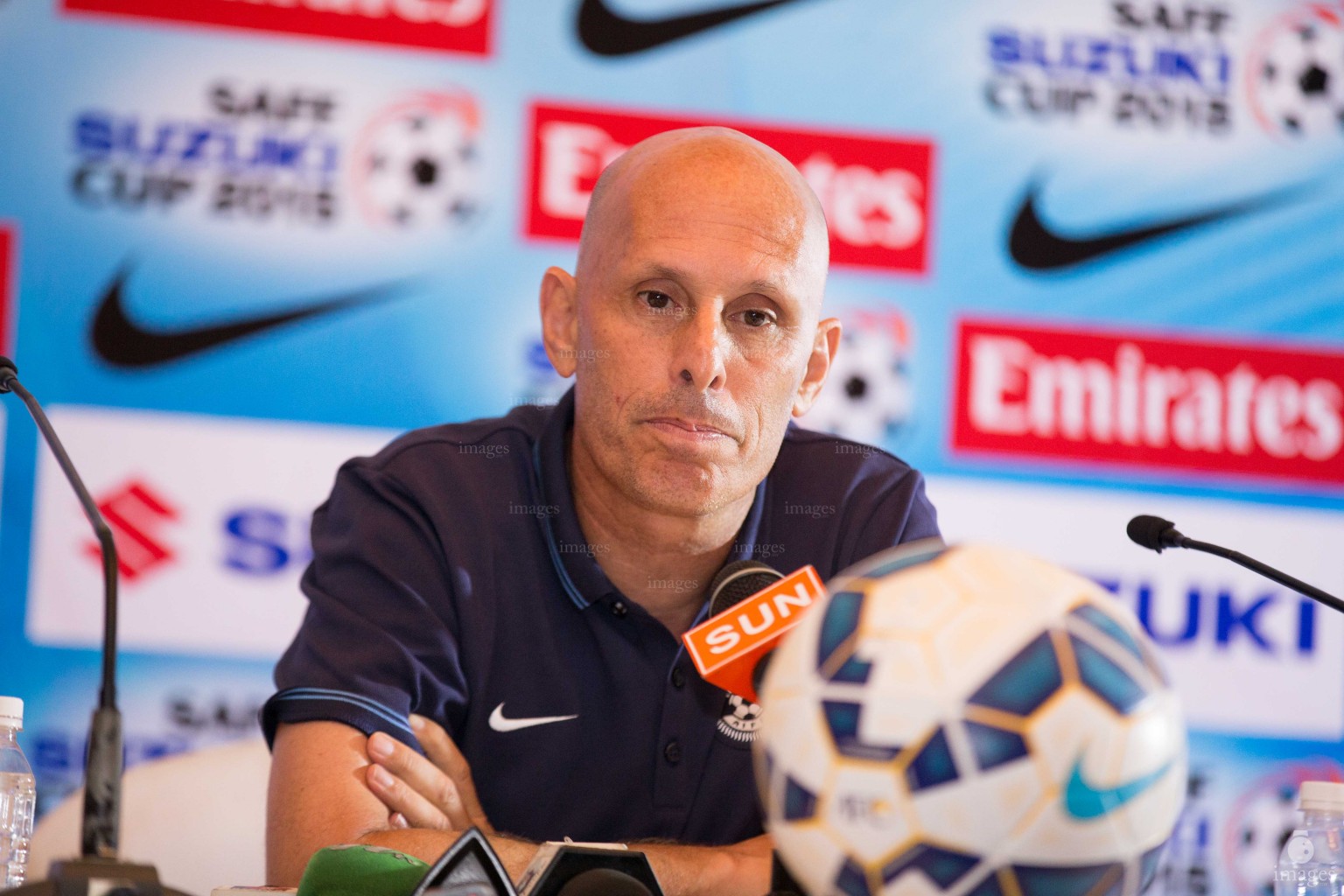 Indian coach addresses to the media ahead of the SAFF Suzuki Cup  finals in Thiruvananthapuram, India, Thursday, January. 2, 2015.(Images.mv Photo/ Hussain Sinan).