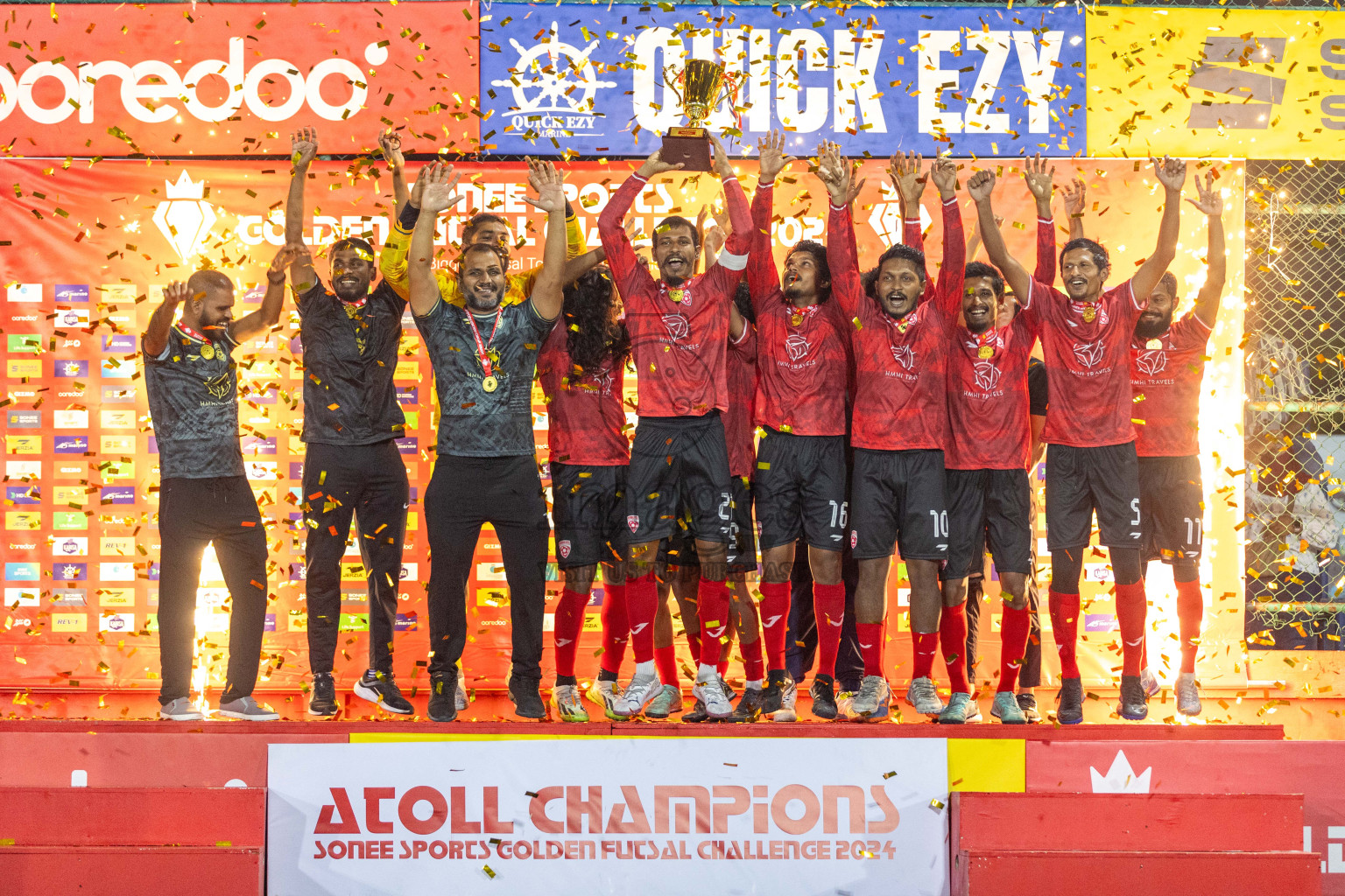 ADh Maamigili vs ADh Mahibadhoo in Day 21 of Golden Futsal Challenge 2024 was held on Sunday , 4th February 2024 in Hulhumale', Maldives Photos: Nausham Waheed / images.mv